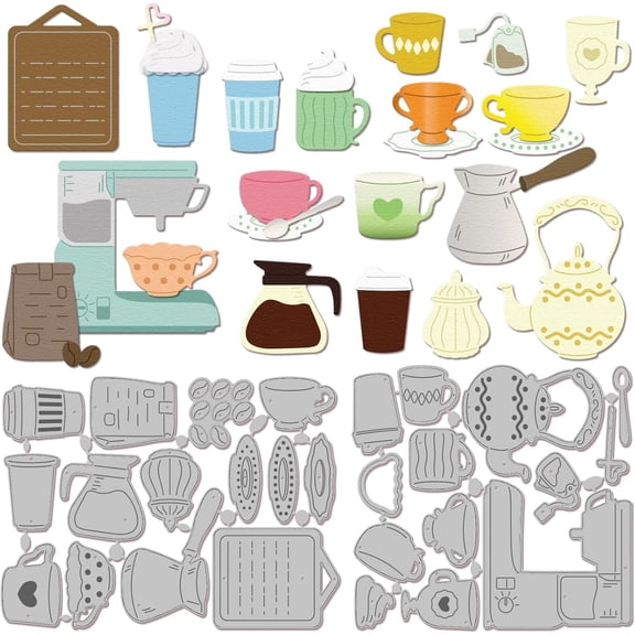 Coffee Cup Cutting Dies for Card Making Drinks Cut Die for DIY Scrapbooking Journal Embossing Paper Craft Decor 1set