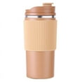 thumbnail image 1 of Coffee Cup Double Wall Heat Silicone Grip Travel Mug, Khaki, 1 of 6