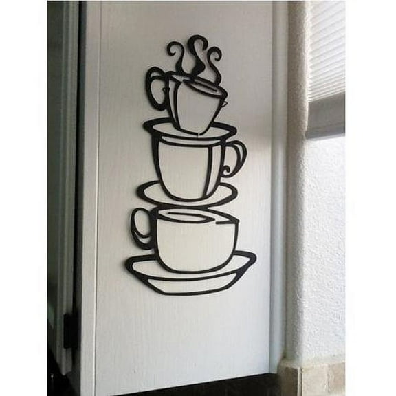 Coffee Cup Double sided visual Removable Wall Vinyl Sticker Decals Decor Art Bedroom Design Mural