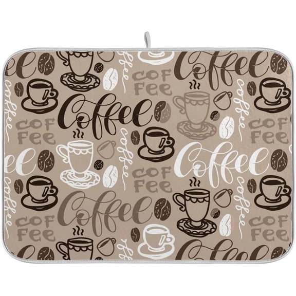 Coffee Cup Drying Mat for Countertops - Large Brown Microfiber Dish Drying Mat, Kitchen Spill Mat for Coffee Maker, 18x24 Inch