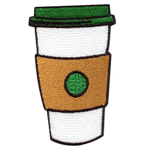 Coffee Cup Embroidered Iron On Patch