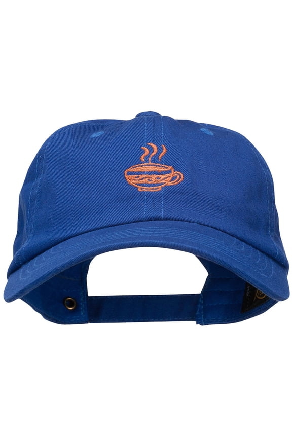 Coffee Cup Embroidered Unstructured Washed Cap - Royal OSFM