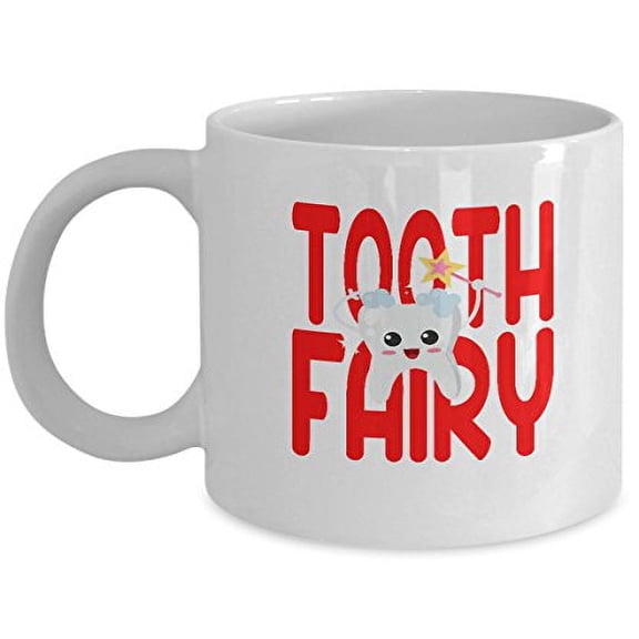 Tooth 11 oz Coffee Mug - Coffee Cup Fairy White Ceramic Gift