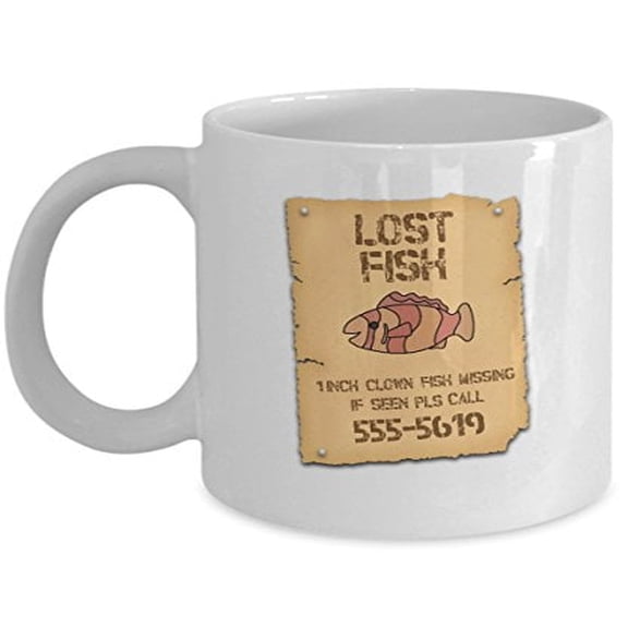 Fishing 11 oz Coffee Mug - Lost Fish White Ceramic Gift