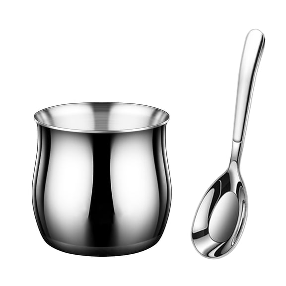 Coffee Cup Food Oatmeal Container Stainsless Steels Breakfast Cup with Spoon Food Jar Cereals Cup for Soup, Milk, Fruit