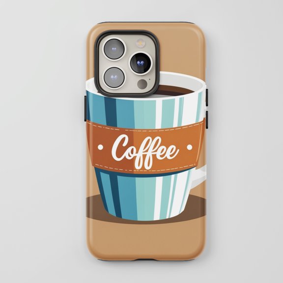 Coffee Cup For All iPhone Series Tough Phone Case Coffee Theme Brown Blue