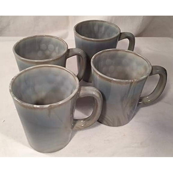 Coffee Cup - Glass Mug - Plain & Simple Pattern - American Made - Mosser Glass USA (4, Gray Marble)