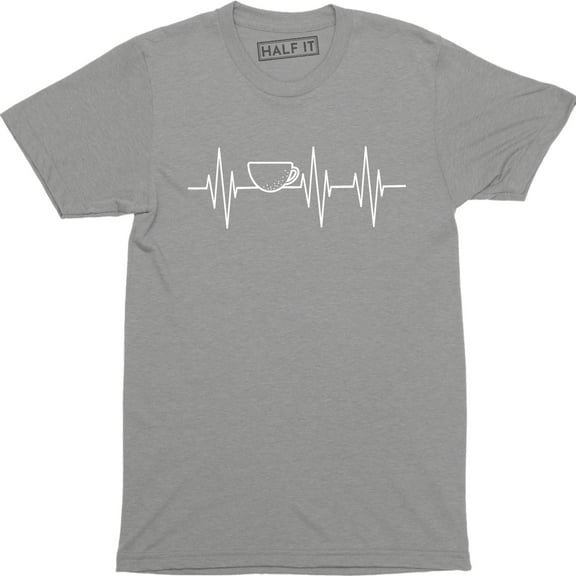 Coffee Cup Heartbeat Energy Waking up Coffee Drinker Mens T-Shirt