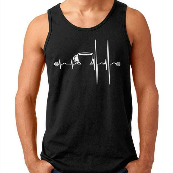 Coffee Cup Heartbeat Printed Funny Tank Top Men's Color Black Small