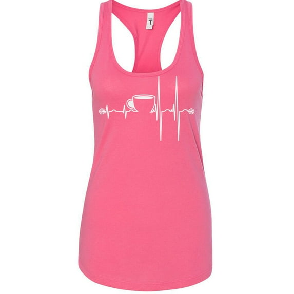 Coffee Cup Heartbeat Printed Women's Funny Tank Top Color Pink Large