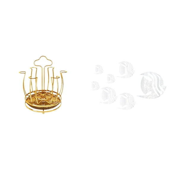 Coffee Cup Holder Mug Organizer Fish Decals Rotatable Design for Kitchen Cabinet Living Room Wall