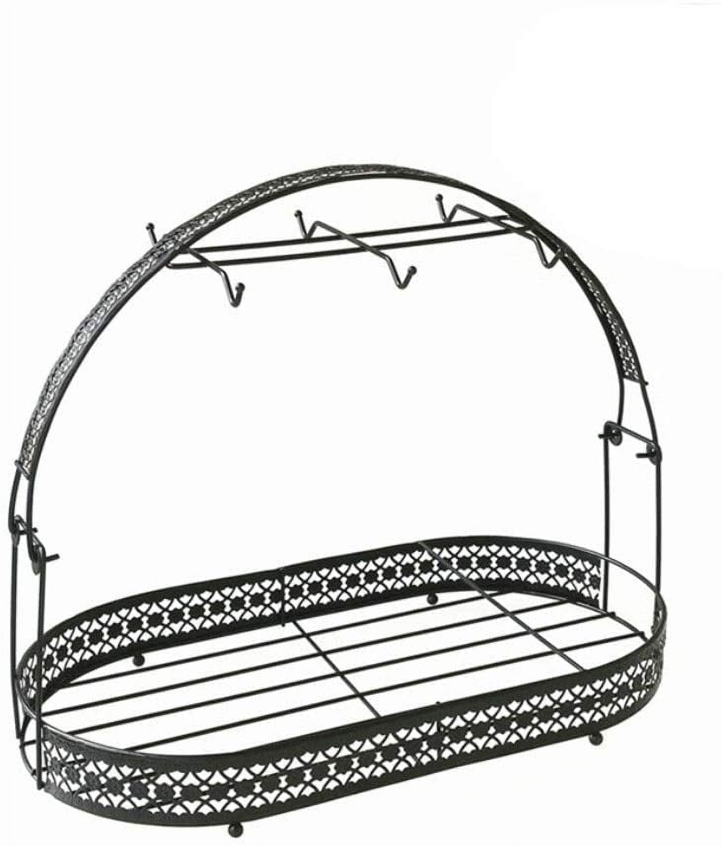 Coffee Cup Holder Stand - Wrought Iron Mug Rack and Dishes Organizer ...