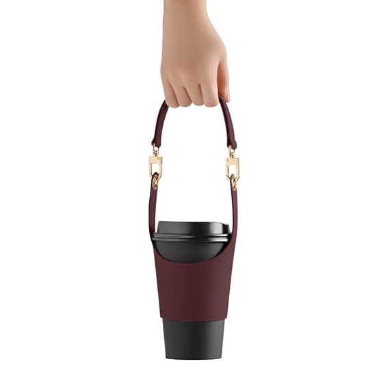 Coffee Cup Holder Tea Cup Protective Sleeve Water Bottle Holder PU Leather Pouch Outdoor Camping Shopping Travel Cup Sling,kitchen drinking cups