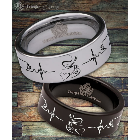 Coffee Cup (Left) Couple Tungsten Carbide Ring