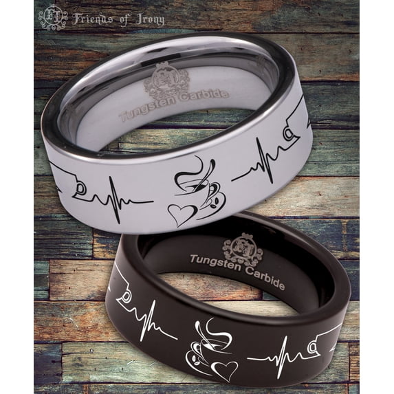 Coffee Cup (Left) Couple Tungsten Carbide Ring