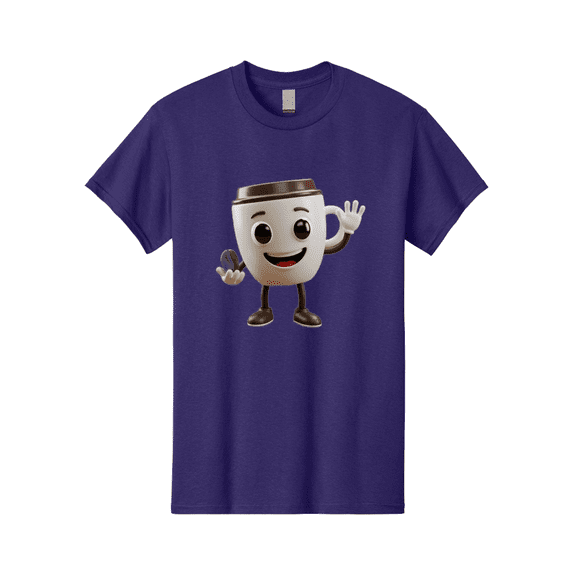 Coffee-Cup-Mascot Mens Graphic Tee, 100% Cotton, Casual Summer Wear