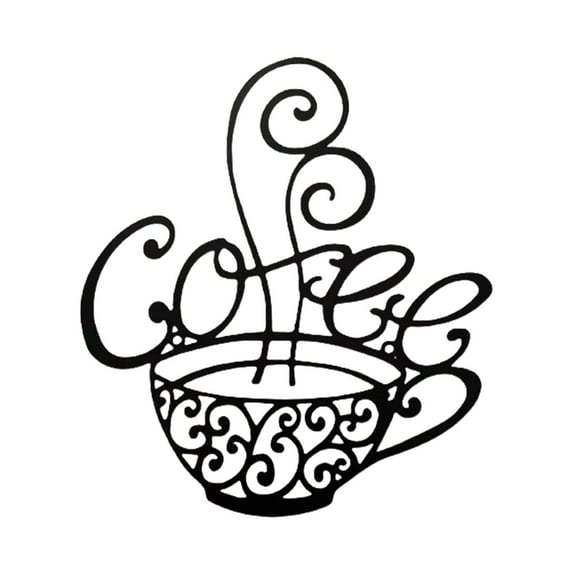 Coffee Cup Metal Wall Art Farmhouse Kitchen Restaurant Decor Coffee Bar Sign 25x28CM