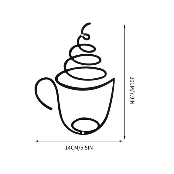 Coffee Cup Metal Wall Art Wire Coffee Bar Hanging Decor Cafe Themed Vintage Rustic Metal Sign for Kitchen Restaurant Shop Home Office Accessories