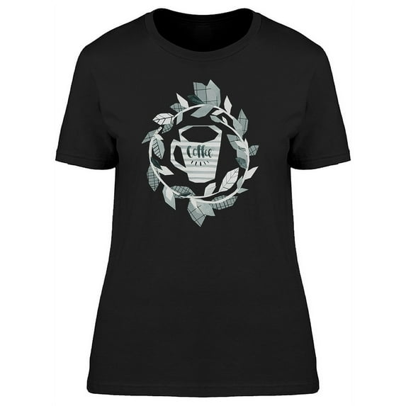 Coffee Cup On Geometric Leaves Tee Women's -Image by Shutterstock