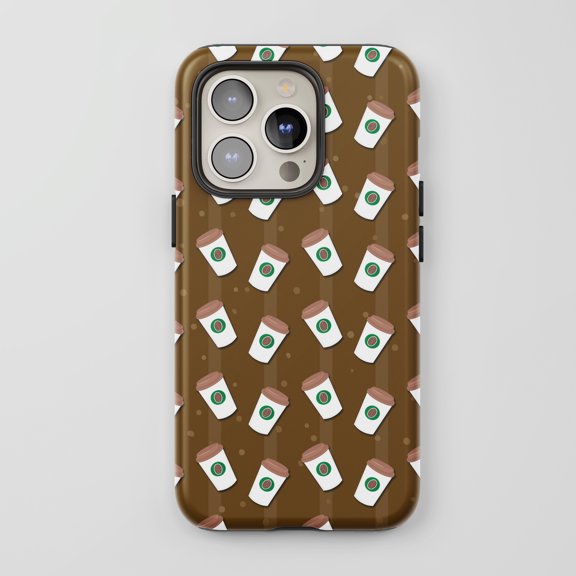Coffee Cup Pattern For All iPhone Series Protective Phone Case Coffee Theme Brown