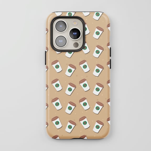 Coffee Cup Pattern For All iPhone Series Protective Phone Case Coffee Theme Tan Brown