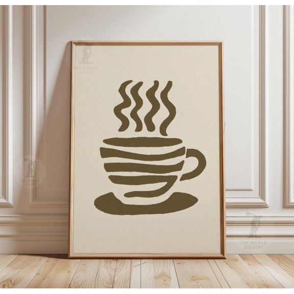Coffee Cup Poster Minimal Kitchen Wall Art Abstract Coffee Print