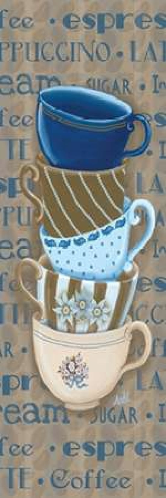 Coffee Cup Stack II Canvas Art - Andi Metz (8 x 24)