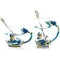 thumbnail image 1 of Coffee Cup Tea Mug with Spoon Set Handmade Enamel Butterfly Flower for Women (2 Pack), 1 of 7