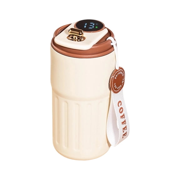 Coffee Cup with Temperature Display 12 OZ, Tealier Smart Coffee Thermos, LED Temperature Display Coffee Mug Stainless Steel Thermos, Portable Hot and Cold Coffee Cup, Large Capacity Leak-Proof Lid