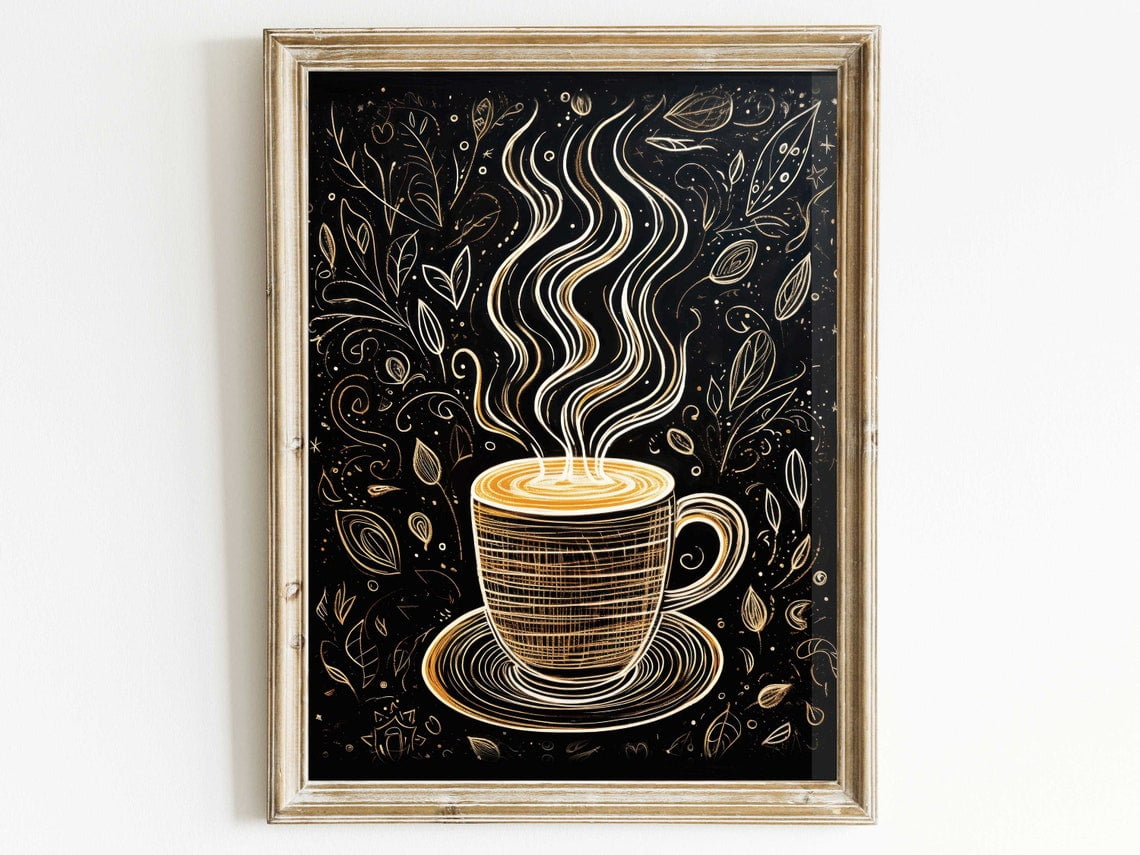 Coffee Cup Wall Art, Chalkboard Wall Art, Rustic Kitchen Print, Good ...