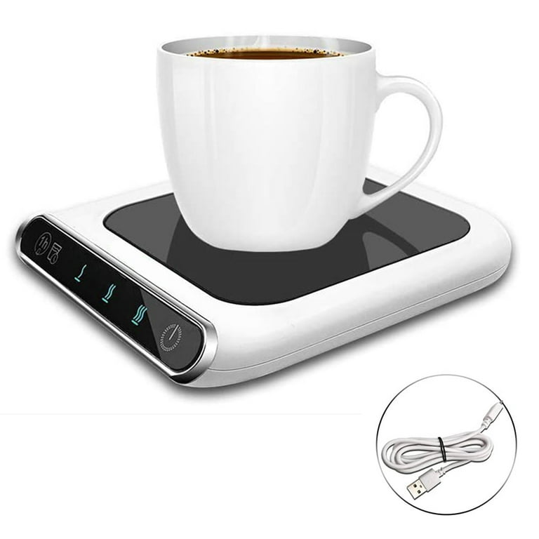 Gliving Coffee Cup Warmer for Desk 3-Gears Adjustable Temperature Coffee Mug Warmer with Drink Water Reminder and Auto On/Off Gravity-Induction, White