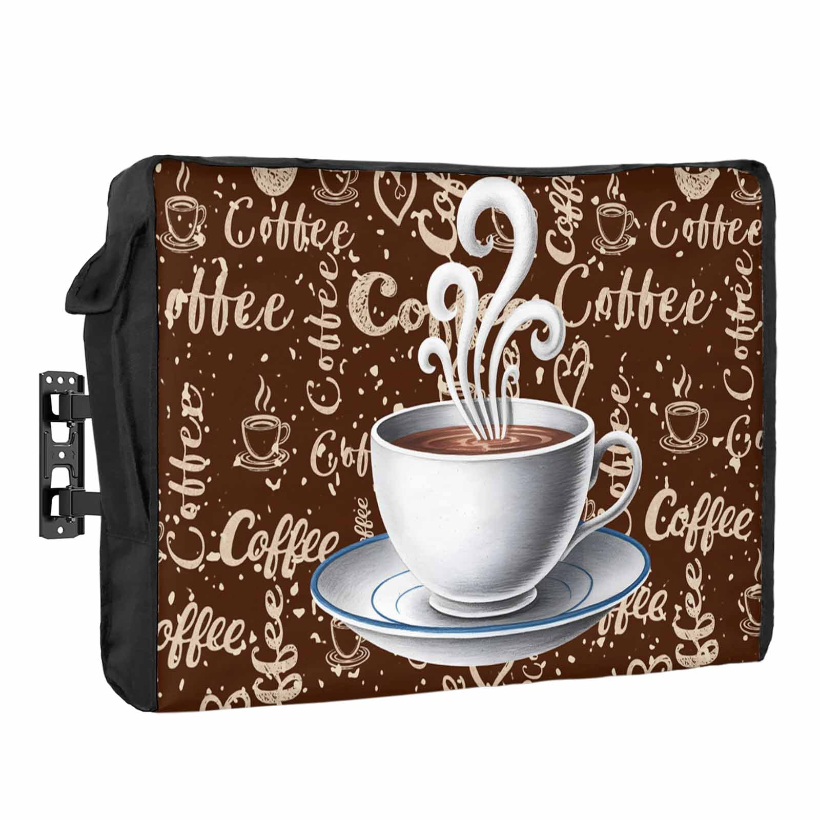 Coffee Cup Waterproof Outdoor TV Cover, Cafe Retro Dark Brown ...