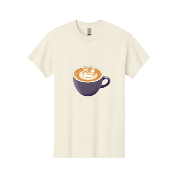 Coffee-Cup-With-Swan Mens Graphic Tee, 100% Cotton, Casual Summer Wear