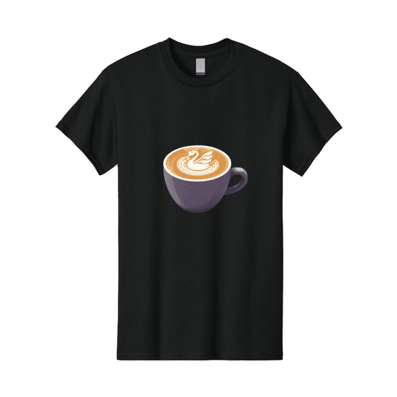 Coffee-Cup-With-Swan Mens Graphic Tee, 100% Cotton, Casual Summer Wear