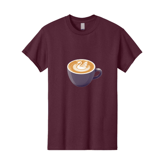 Coffee-Cup-With-Swan Mens Graphic Tee, 100% Cotton, Casual Summer Wear