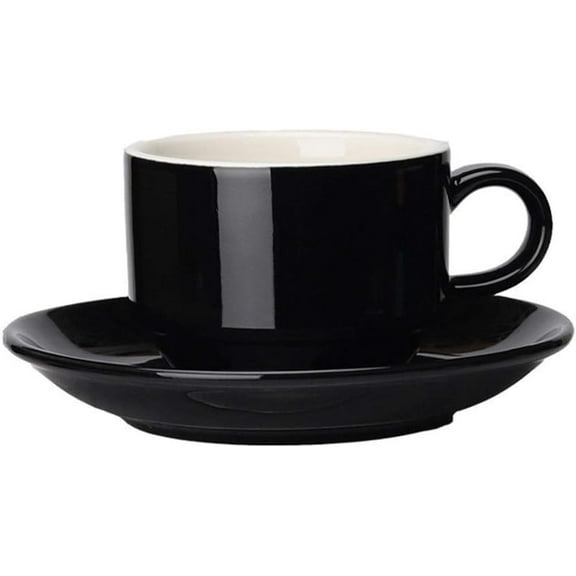 Coffee Cup and Saucer Set Ceramic Pure Color Bright Flower Tea Cup Home Office Coffee Beverage Utensils Suitable for Microwave Oven Dishwasher 250 Ml