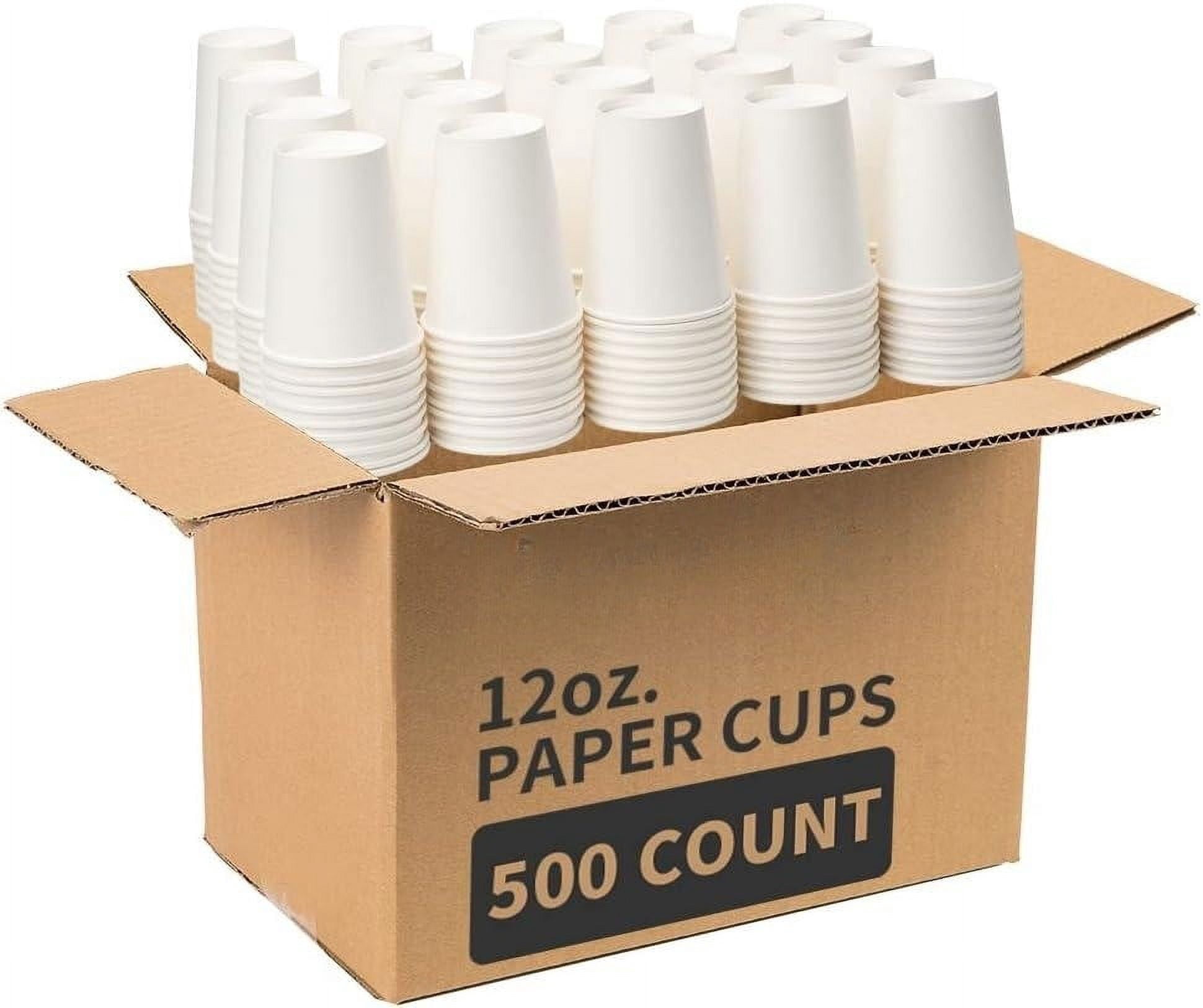 Coffee Cups [12 oz 500 pack], White Disposable Paper Cups, To Go Hot ...