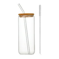 Coffee Cups 16oz Cola Cup Wooden Lid Borosilicate Glass Straw Mug High Color Transparent Mugs Straw Mug With Lid Coffee Milk Mug