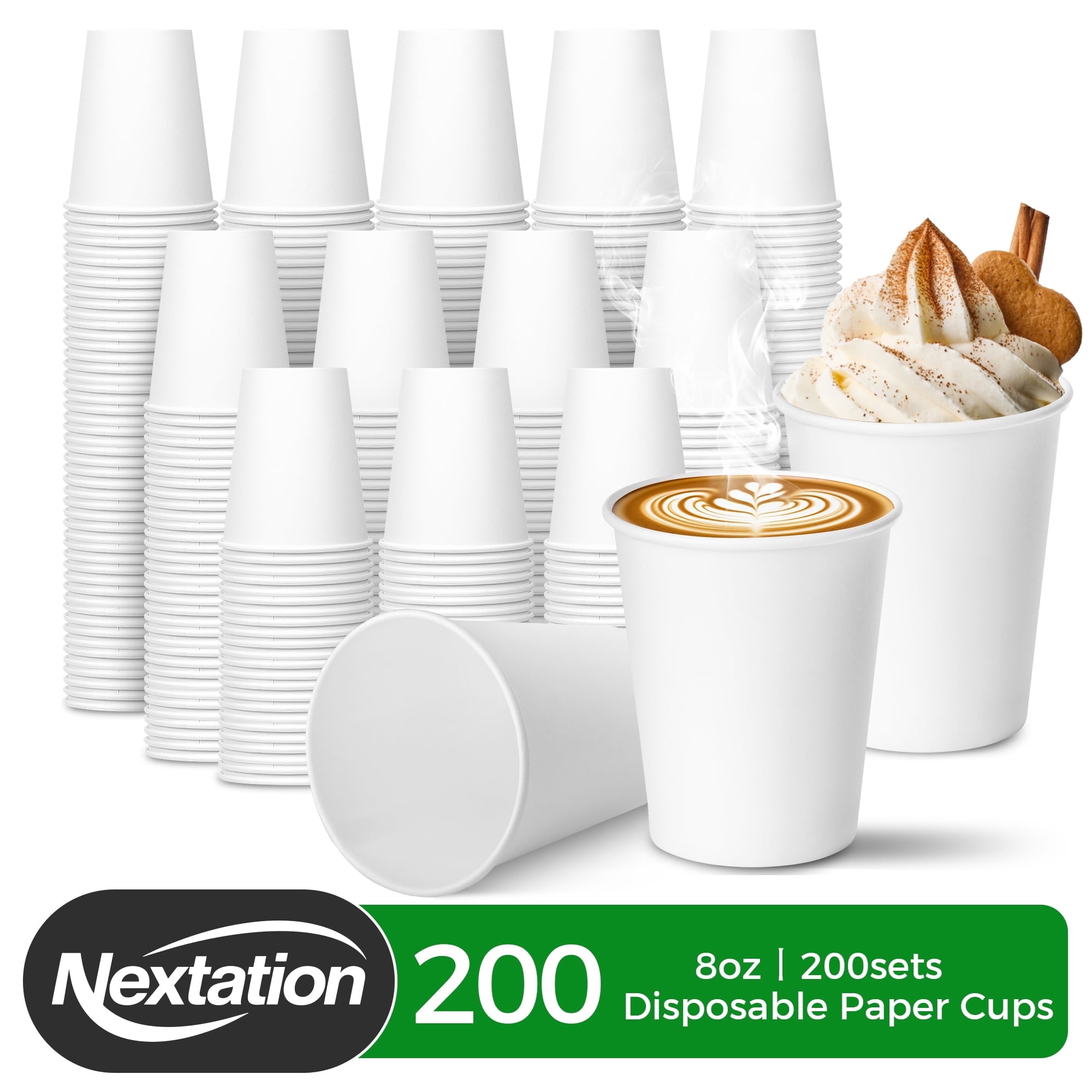 coffee cups 8oz 200 pack, white disposable paper cups for hot and cold  drinks, great for parties, events, and office use