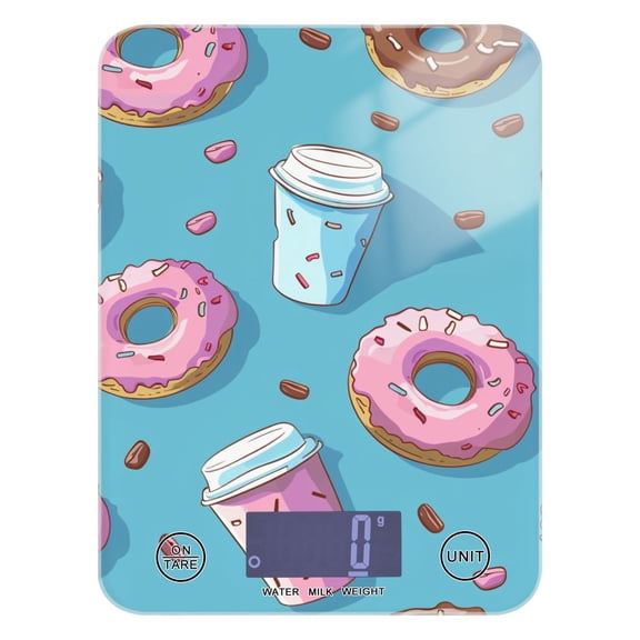 Coffee Cups Donuts Food Scale Digital Kitchen Scale Waterproof Tempered Glass Tare Function 11 lb for Baking Cooking Meal Prep