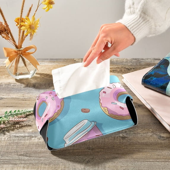 Coffee Cups Donuts Napkin Dispenser Leather Paper Napkins Holders Elegant Modern Fancy for Kitchen Dining Room Table Decor