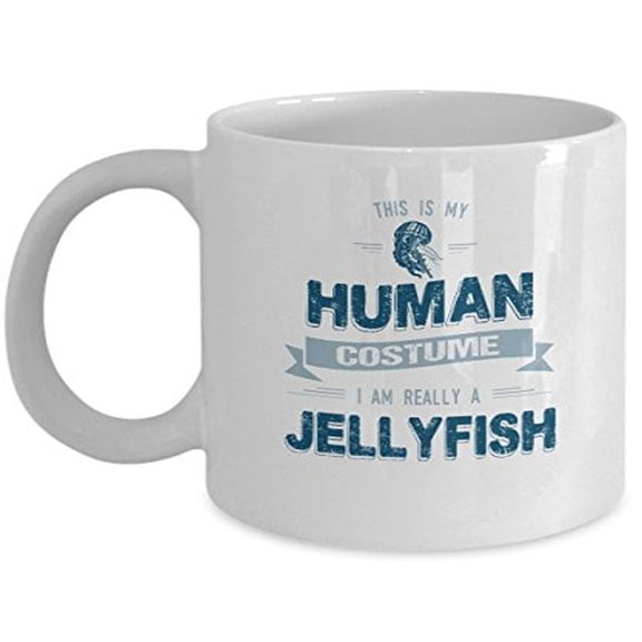 Fish 11 oz Coffee Mug - This Is My Human Costume White Ceramic Gift