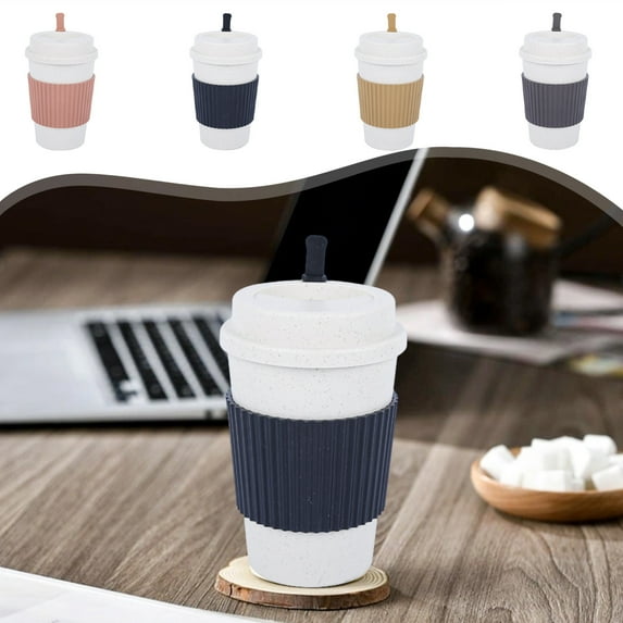 Coffee Cups, Reusable Travel Mugs With Leak Proof Lid Made From Eco Friendly Wheat Straw Material, Suitable for Hot and Cold Drinks, Perfect for Office, Home, Or On The Go Use, Durable and Blahzhy