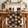 Coffee Cups Table Runner, Country Coffee Beans Latte Dark Brown ...