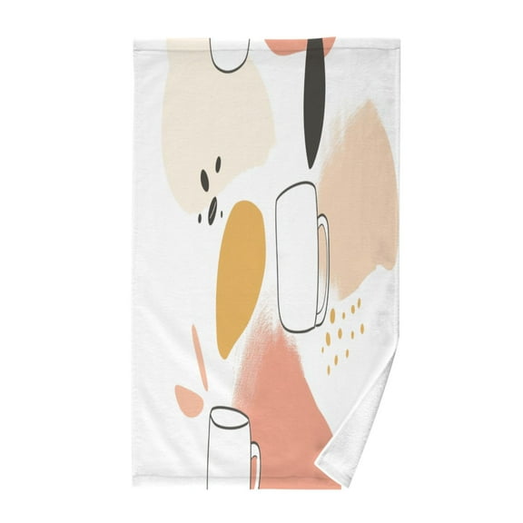 Coffee Cups and Colors Soft 100% Cotton Towel, High Absorbency, Single Pack, 16" x 28"