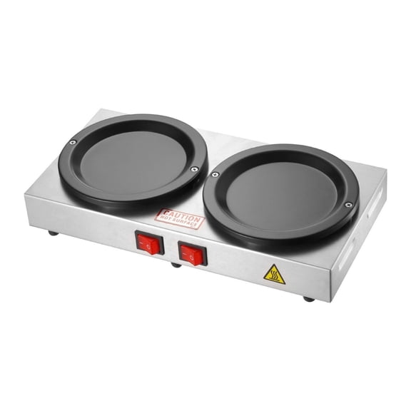 Coffee Decanter Warm Plate, 80W x 2 Coffee-Carafe Warmer, Dual Warming Plates with Independent Control, Fits 1.8L Standard Glass Decanter, for Coffee Shop, Home, Office & Restaurant