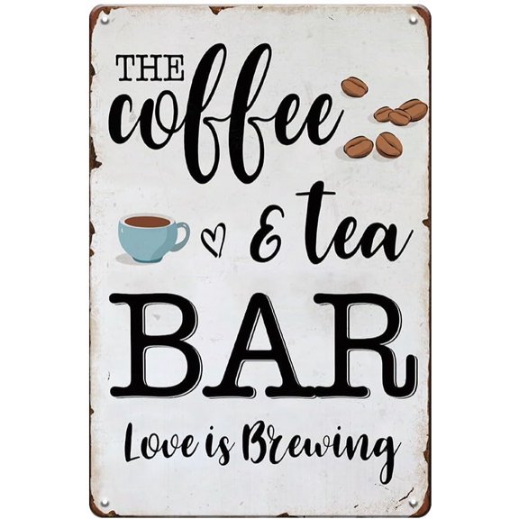 Coffee Decor Signs - Vintage Coffee Bar Decorations, 8x12 Inches, Rustic Signs for Cafe, Kitchen, Home