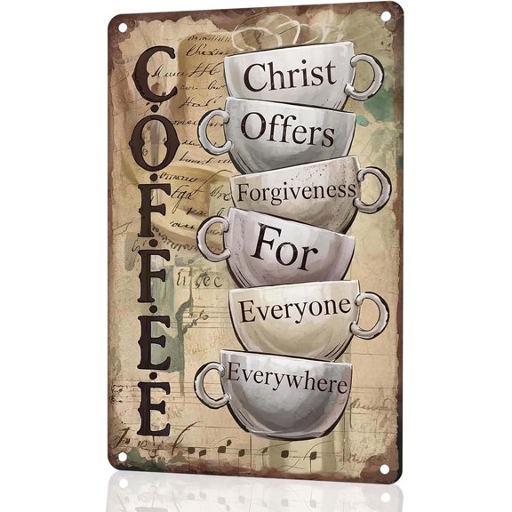 Coffee Decorations Vintage Metal Wall Art Sign for Coffee Bar Kitchen Cafe Home Decor 8x12 Inch