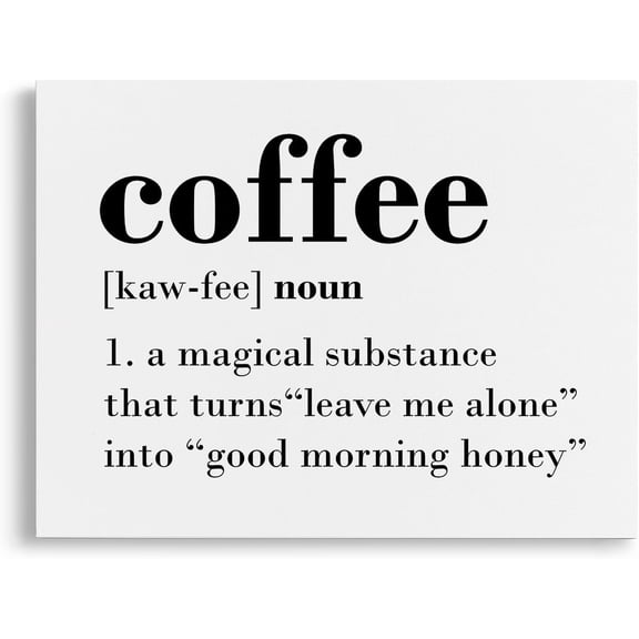 Coffee Definition Canvas Wall Art, Coffee Wall Decor, Coffee Car Wall Decor, Coffee Decor for Coffee Bar, Coffee Station Decor, Coffee Gifts for Coffee Lovers, Framed 14x11