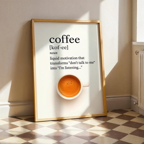 Coffee Definition Coffee Quote Art Minimalist Espresso Office Or Coffee ...